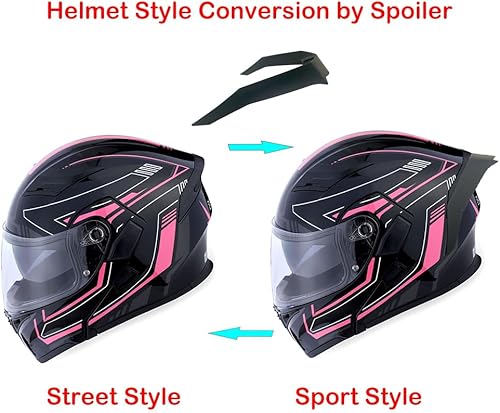 Miniatura 3 de 1Storm Casco modular de cara completa para motocicleta con doble visera abatible, protector solar HB89 Flecha Rosa