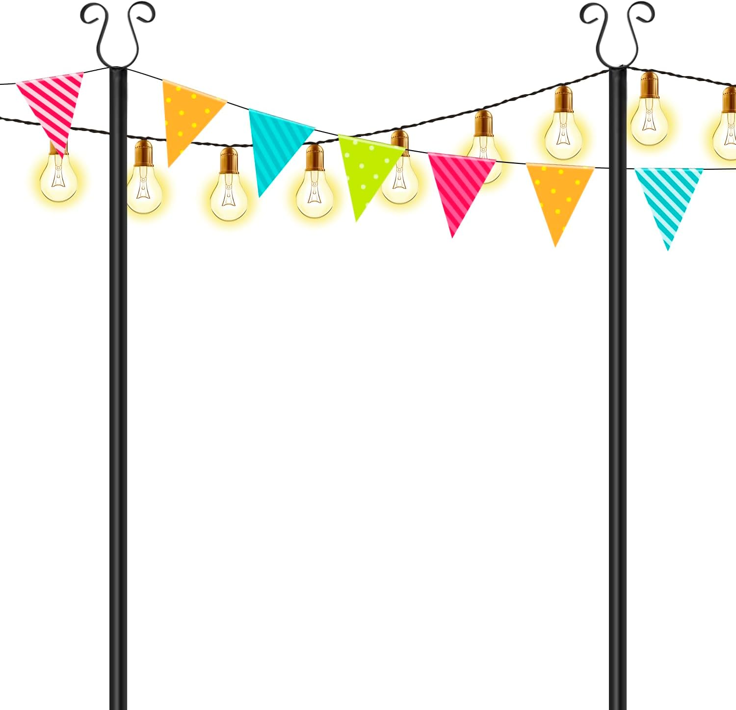 Urban Deco 2 Packs Heavy Duty String Light Poles, 4 Prong Christmas