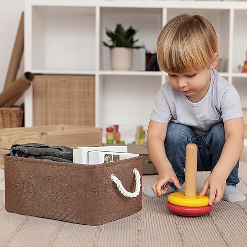 Miniatura 4 de TheWarmHome Cesta de almacenamiento para organizar, 12 x 8 x 5 pulgadas, paquete de 6 contenedores de almacenamiento plegables para estantes con