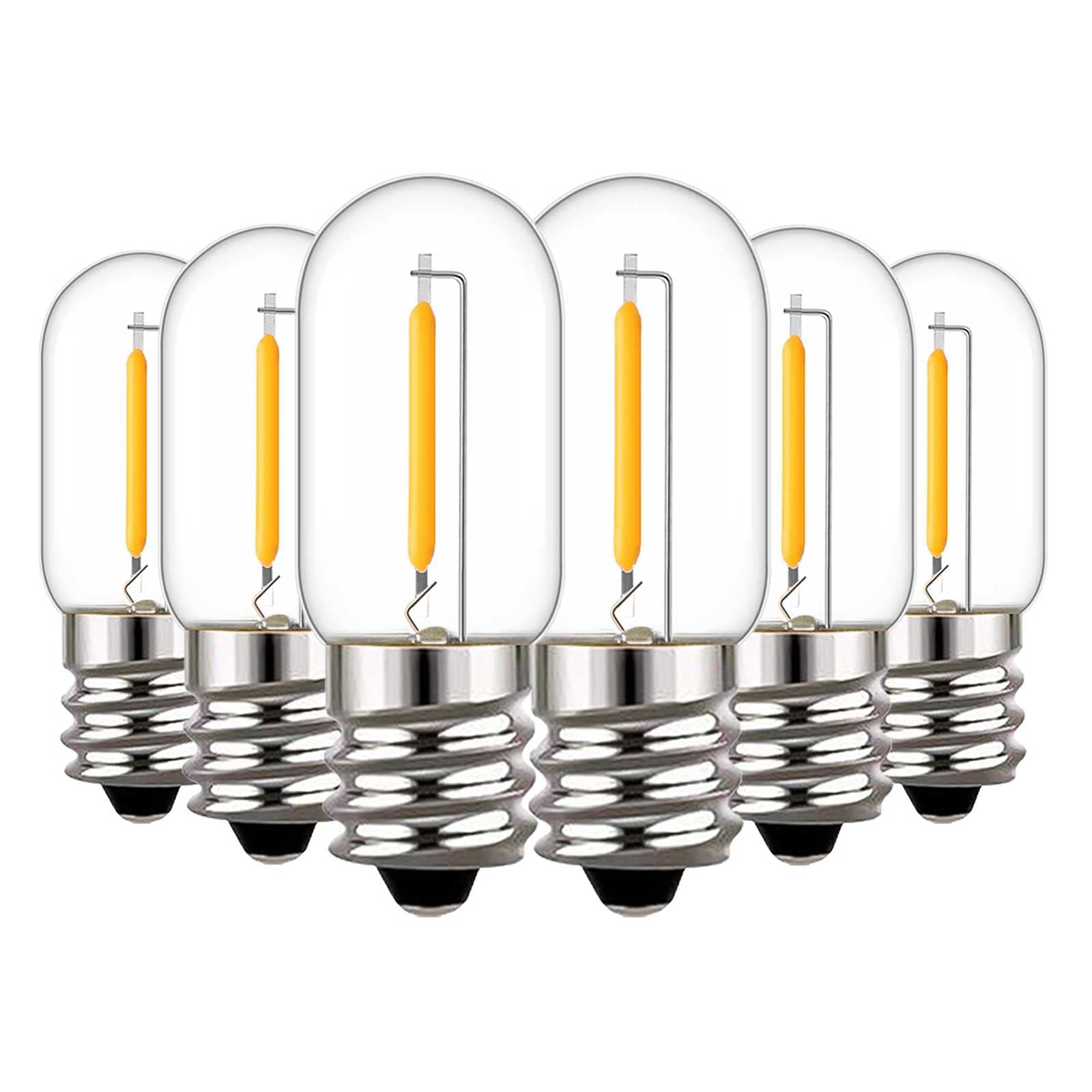 KUNOQXHA E12 Candelabra LED Light Bulbs, 0.6W Dimmable Night Light Bulbs 6 Watt Equivalent T16 Decorative LED Filament Bulb E12 Chandelier Base 2700K Warm White 50LM Clear Glass 6 Pack