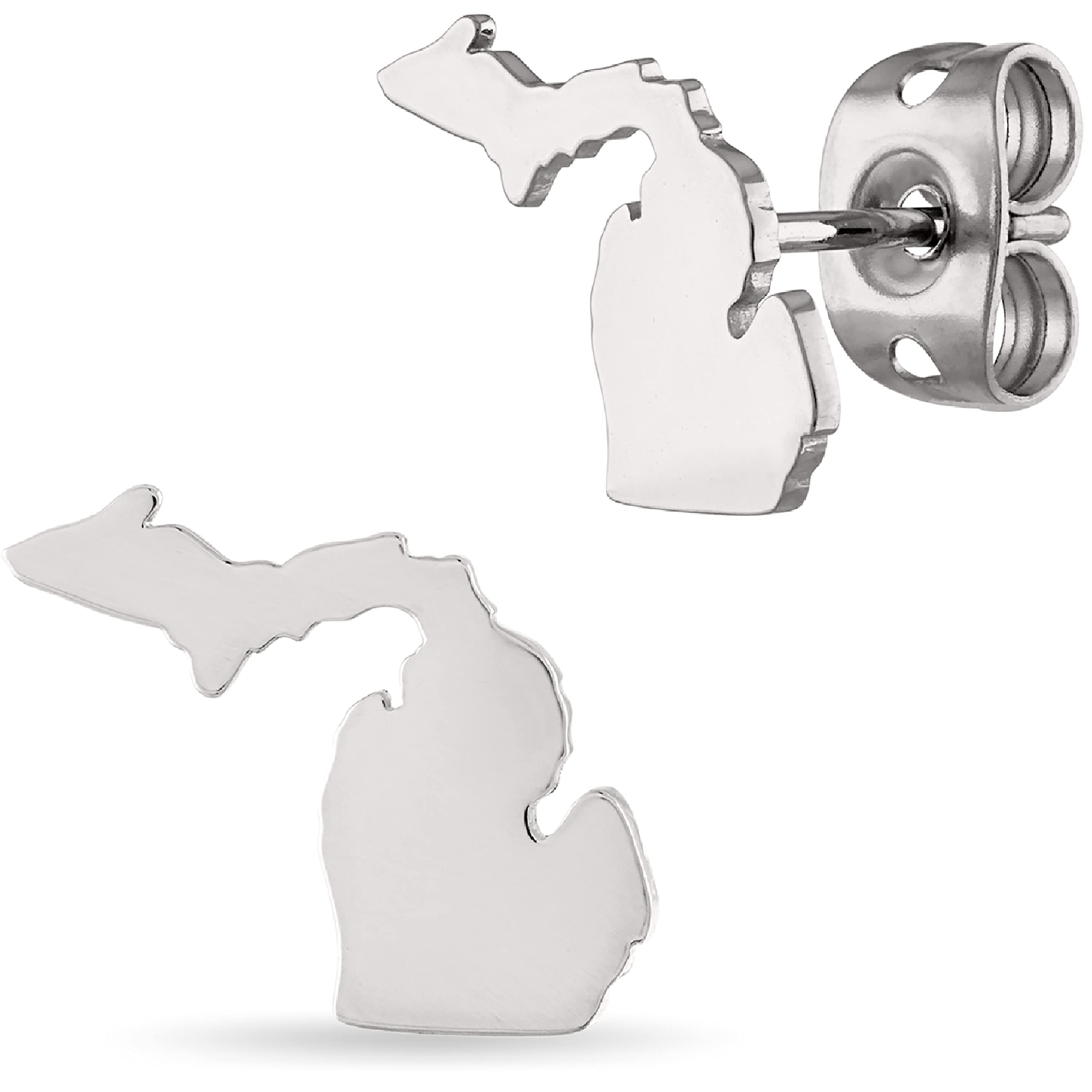 Michigan Earrings | Michigan Map Stud Earrings | Michigan Jewelry | Michigan Gifts | Michigan Stainless Steel Earrings | Product