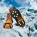 HoFire Ice Cleats for Shoes and Boots, Ice Snow Traction Cleats Grippers, Non Slip Shoe Ice Grippers,10 Steel Rubber Spikes Crampons Anti Easy Slip Studs Crampons Slip-on Stretch Footwear(Black, L)