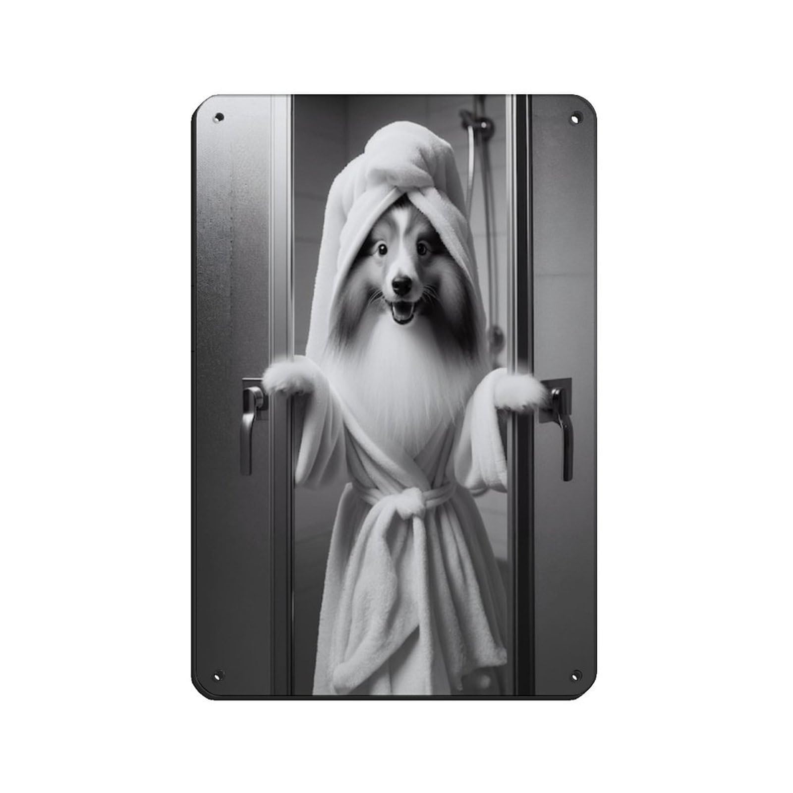 Shetland Sheepdog Bathroom Art Poster Retro Poster Metal Tin Sign Chic Art Retro Iron Painting Bar People Cave Cafe Family Garage Poster Wall Decoration 8x12inch(20x30cm)