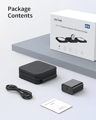 Miniatura 7 de Cargador inalámbrico 3 en 1 almohadilla de carga magnética GEEKERA para iPhone 15141312 Pro MaxPlusMini, Apple Watch Ultra 2Series 9876543, AirPods