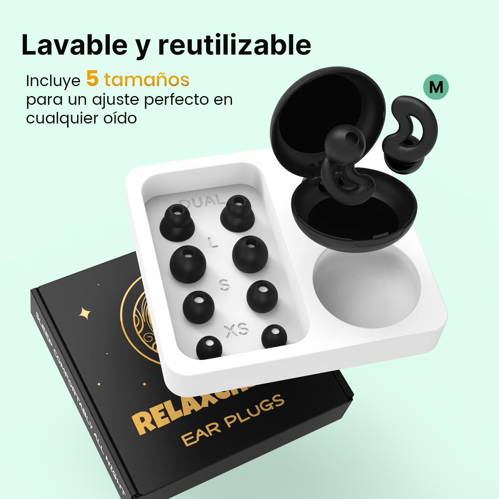 Tapones para dormir, tapones con reducción de ruido de 40 dB para dormir, para quienes duermen de lado, contra los ronquidos, 10 puntas (XS/S/M/L/doble capa)