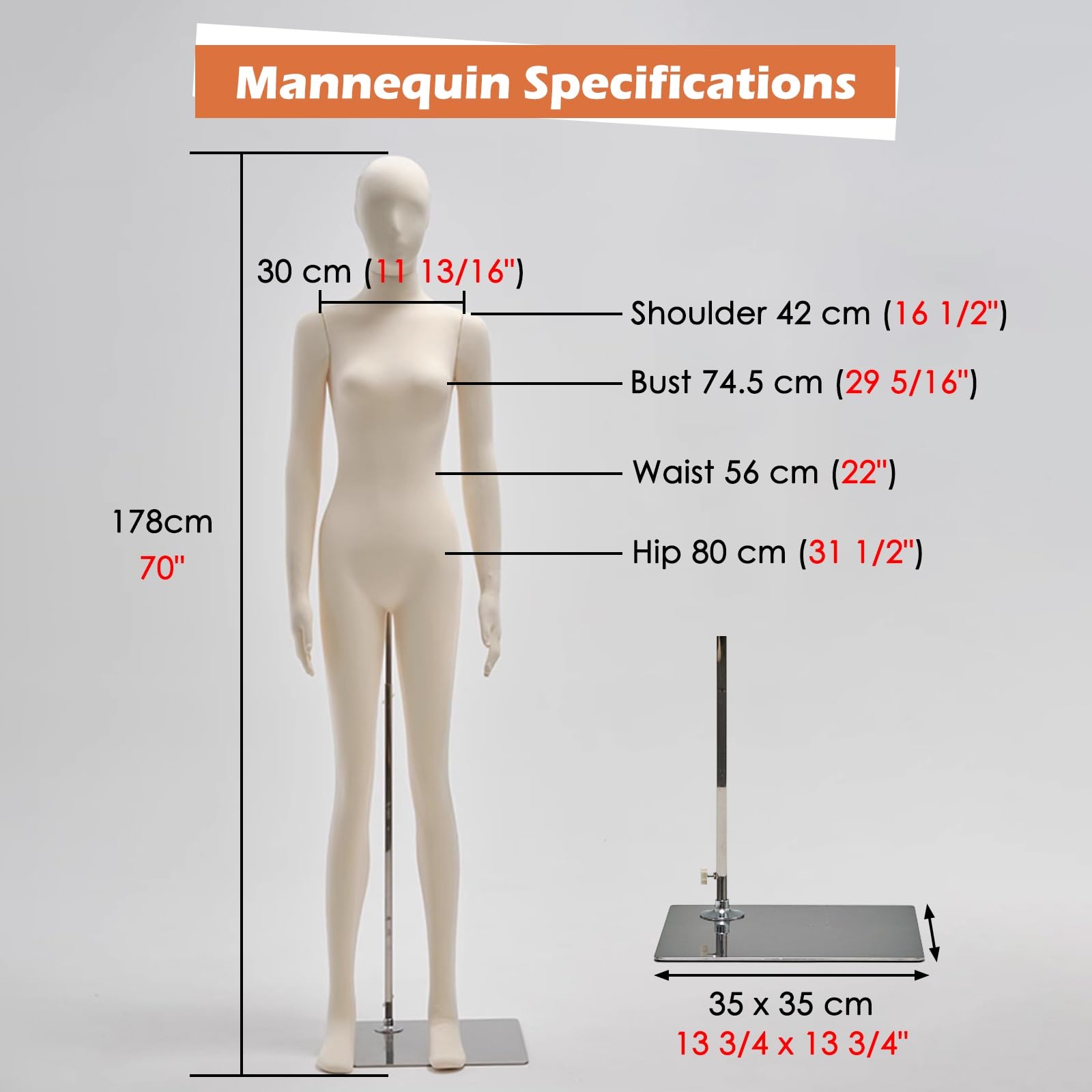 Bewegliche Schaufensterpuppe – Realistische Kleiderform Torso für Einzelhandel und Messen mit stabilem Metallsockel