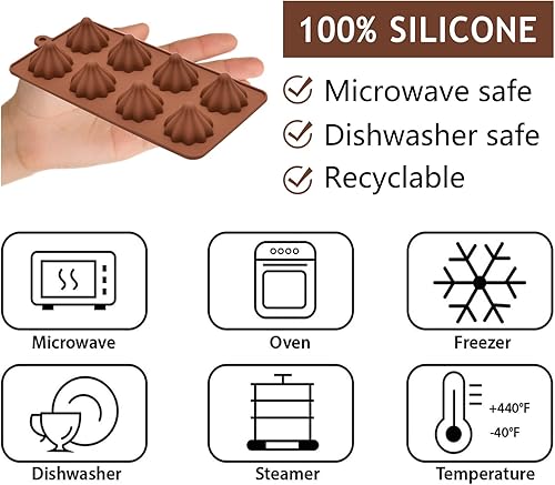 Miniatura 3 de Acvcatto Moldes de silicona de trufa, molde de caramelo de crema de chocolate para hornear cupcakes, mantequilla, pudín de hielo, 8 cavidades