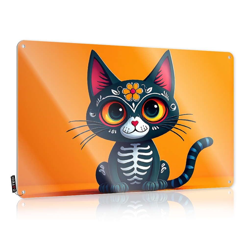 Western Cool Wall Decor Rustic Wall Poster, Framed Funny Quote Design For Restroom Garage | Affirmation Anti-rust Metal Day Of The Dead Cat(30X40CM)