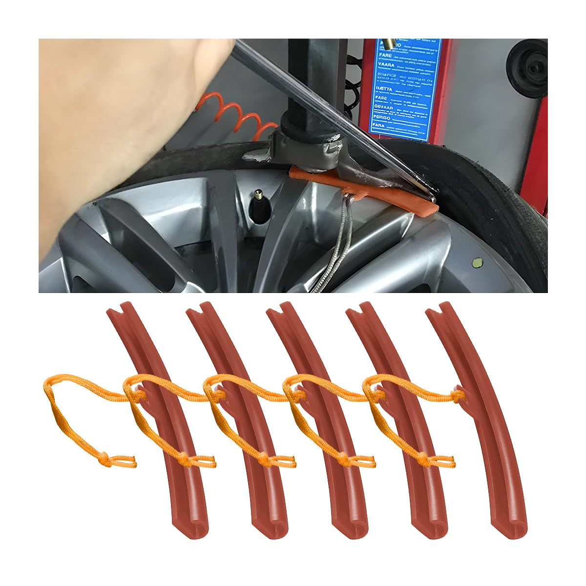 AICELCar Tire Changing Rim Protector, 5 Pcs Wheel Changing Rim Savers, 15cm Auto Tire Changer Guard Edge Saver Tool, Fixing Tyre Rim Protective Cover, Car Accessories for Motorcycle, SUV (Orange)