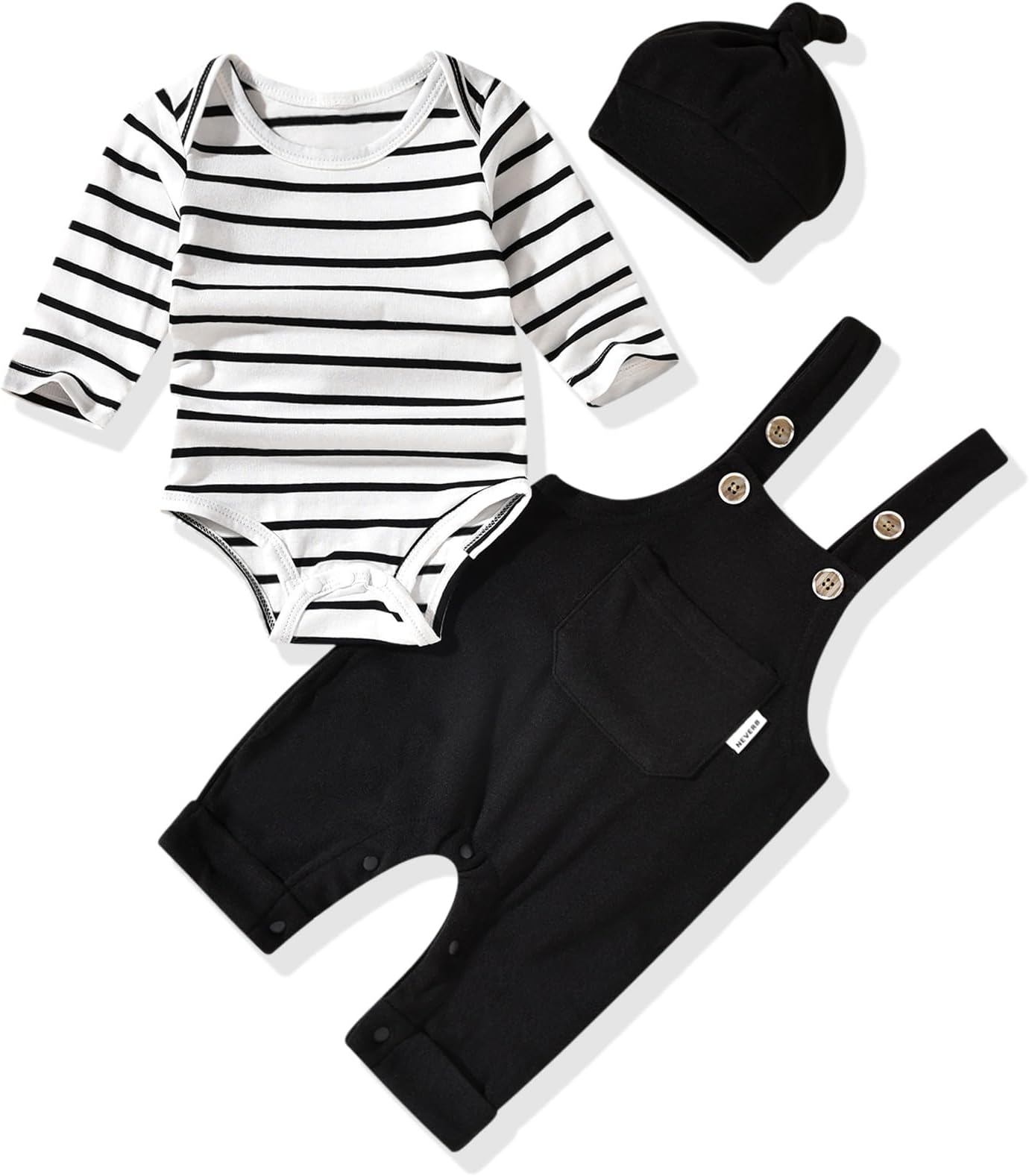 Baby Boy Outfits Long Sleeve Romper Suspenders Overall Pants Set Fall Winter Clothes With Hat