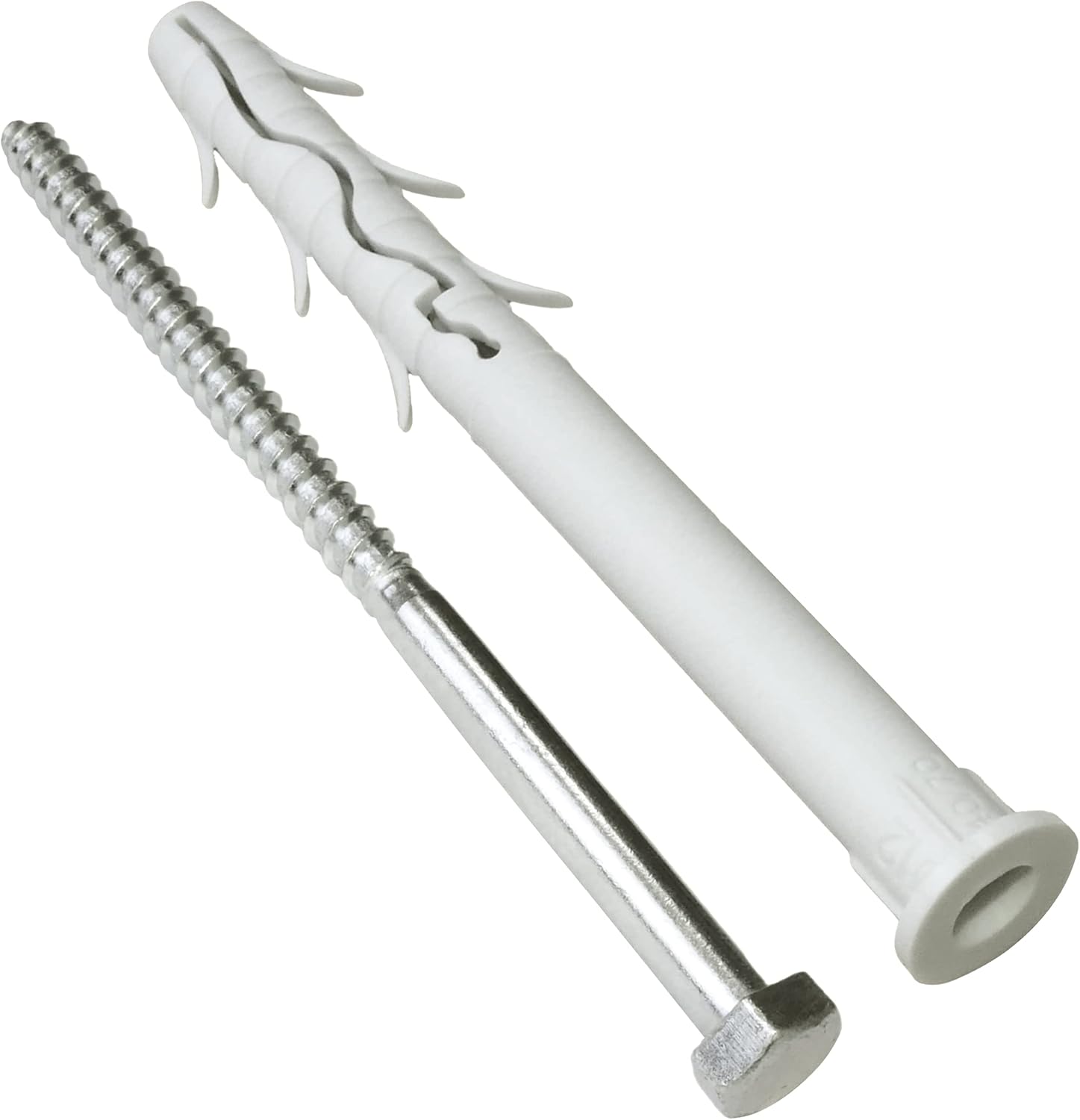 AERZETIX - C57442 - Set of 10 plastic dowels with milled head with fins Ø12x140mm + 10 screws Ø8x140mm with 6-sided steel footprint - silver