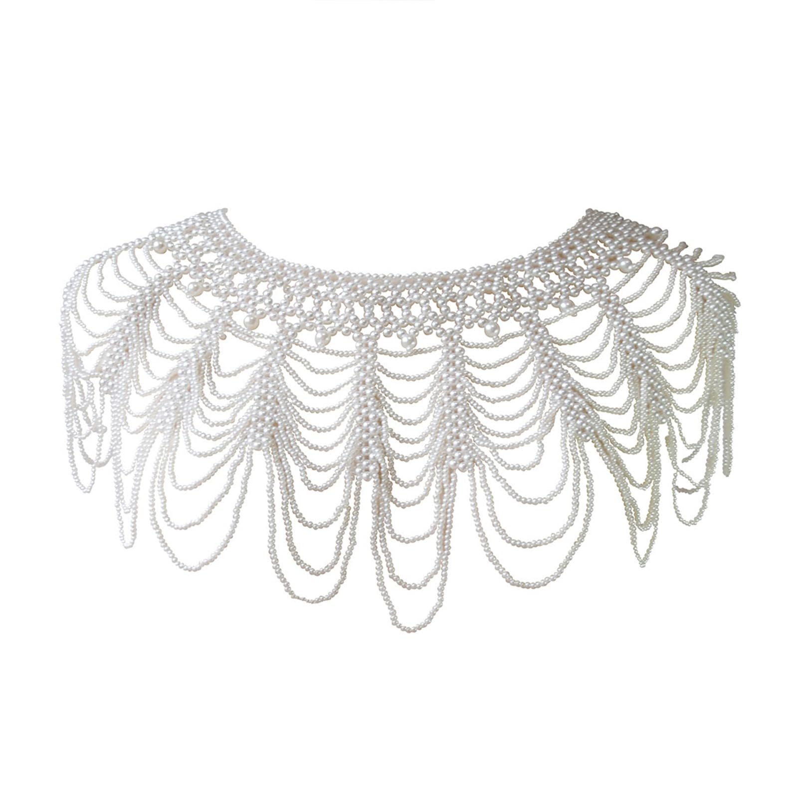 Künstlicher Perlenschal für Hochzeitskleid, modische Schulterkette für Cheongsam, eleganter Schulterwickel für formelle Anlässe, Party und Hochzeit, handgefertigter Schmuck