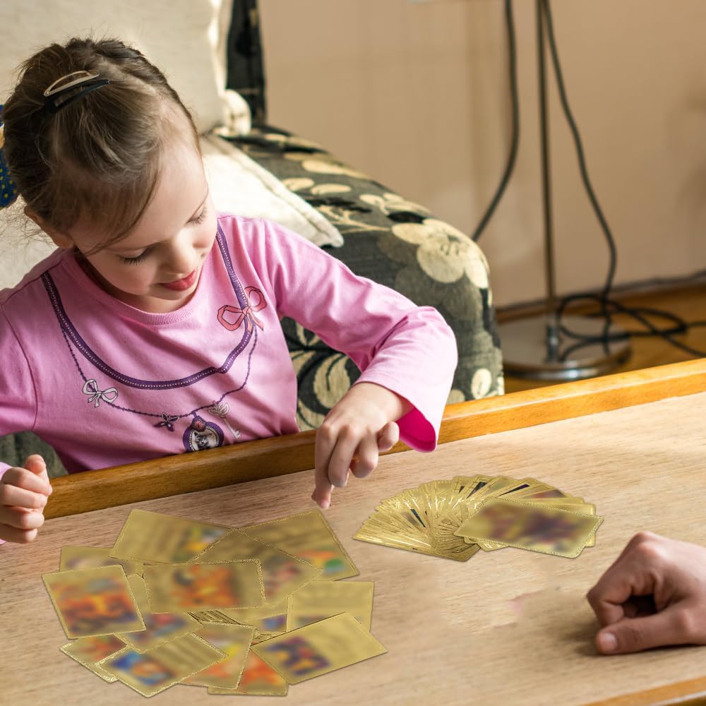 110 pièces de cartes dessinées rares en or, ensemble de cartes à collectionner avec boîte de rangement, cartes à collectionner en métal plaqué or, pas de doublons, série pour enfants