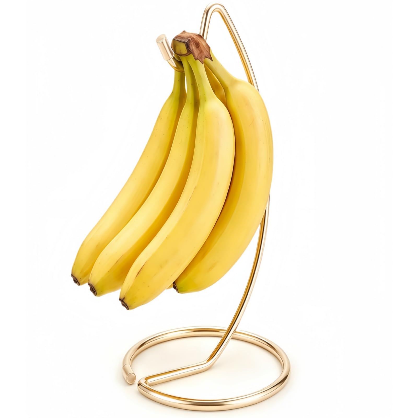 Siocok Banana Holder Stand, Thicken Banana Hanger Hook, Banana Tree, Fruit Basket Fruit Bowl, Fruit Stand for Kitchen Counter, Keep Bananas Fresh and Naturally ripened (280g) (Gold)