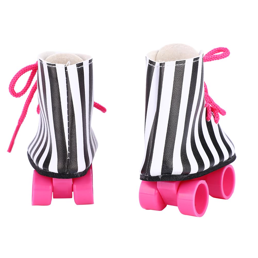 Generic Scarpe da Skate a Rotelle per Bambole Alla Moda da 18 Pollici Accessorio per Bambole Leggero di Alta qualità per Giocattoli per , Rosa (Strisce nere)