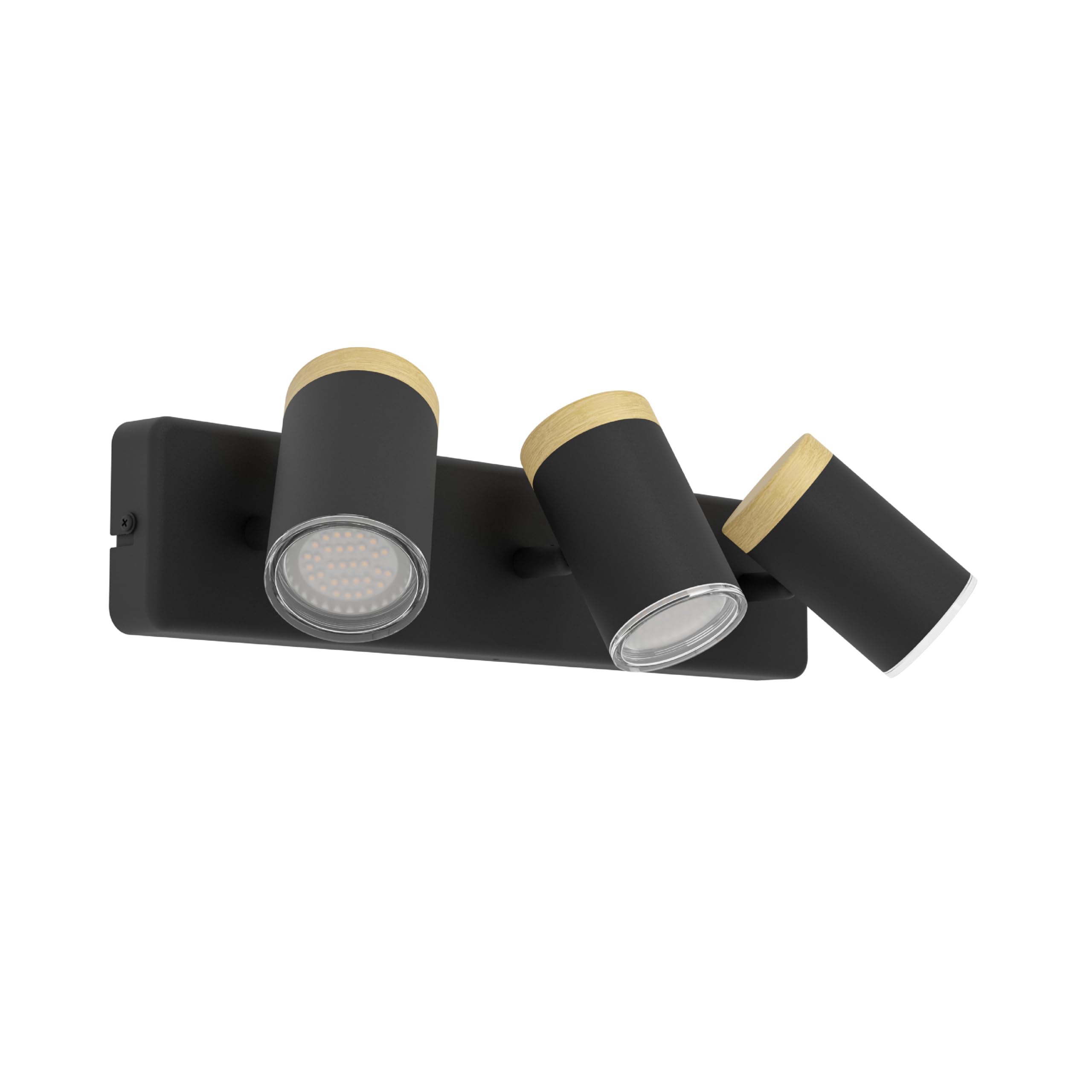 Eglo Consuma Steel And Wood 3-Light Bathroom SpotlightBlack And Brown from B&Q