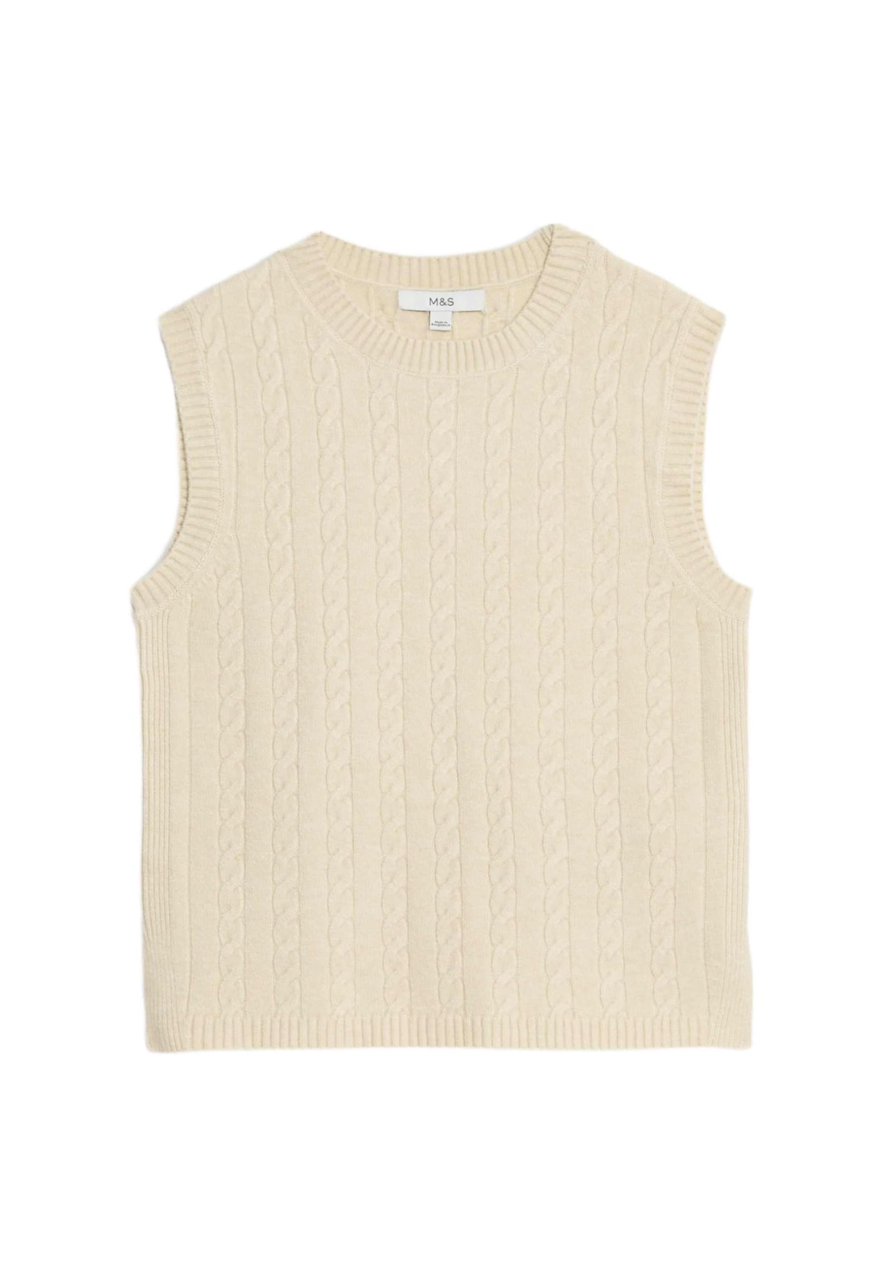 Marks & Spencer Donna Filato Air Maglia a Trecce Girocollo Senza Maniche Top – vestibilità Regolare