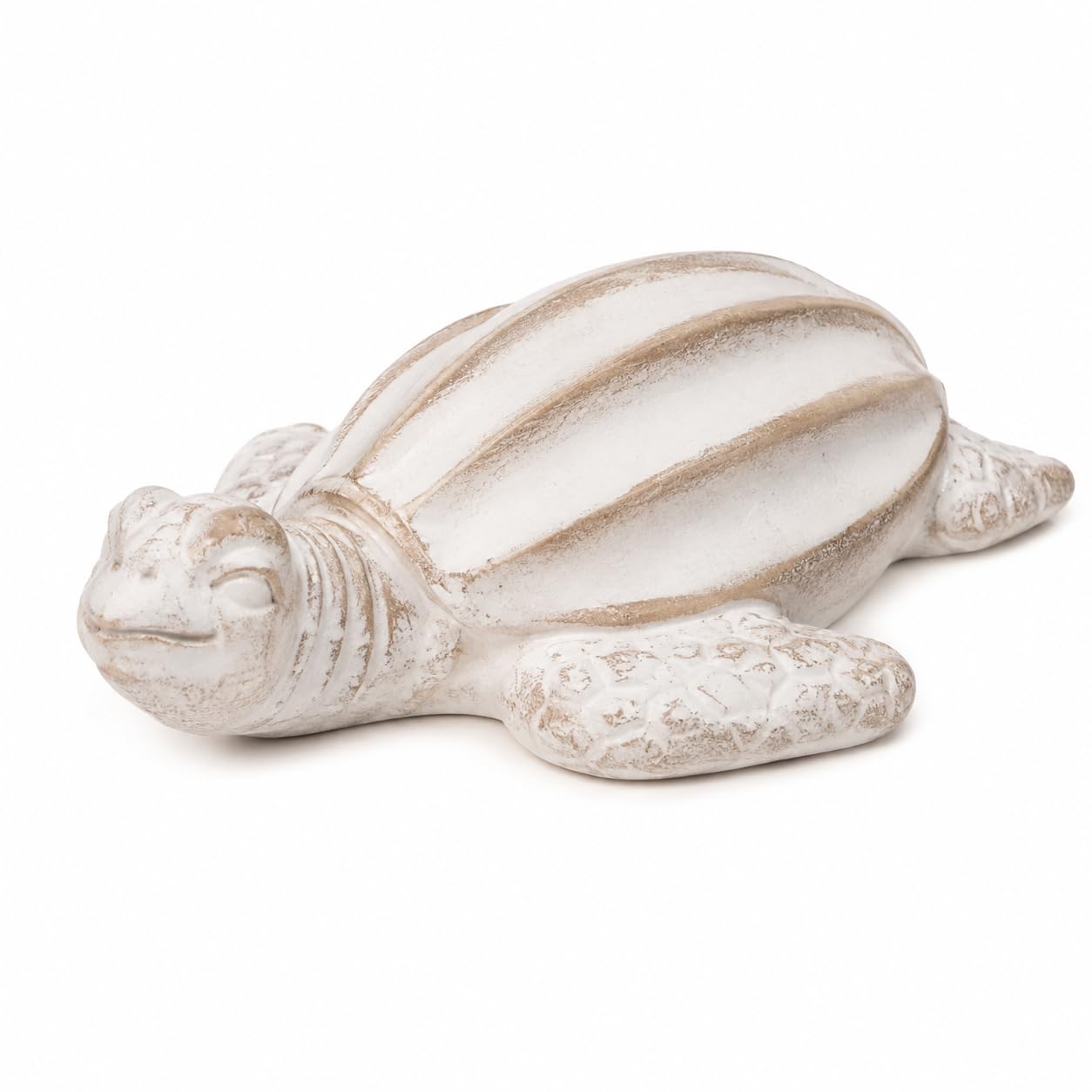 Logbuch-Verlag Cream And Grey Tortoise Figurine 8.5 X 7 X 3 Cm Porcelain Cream Grey Shiny - Maritime Decorative Sea Turtle For Standing - Table Decoration Bathroom Beach House Gift