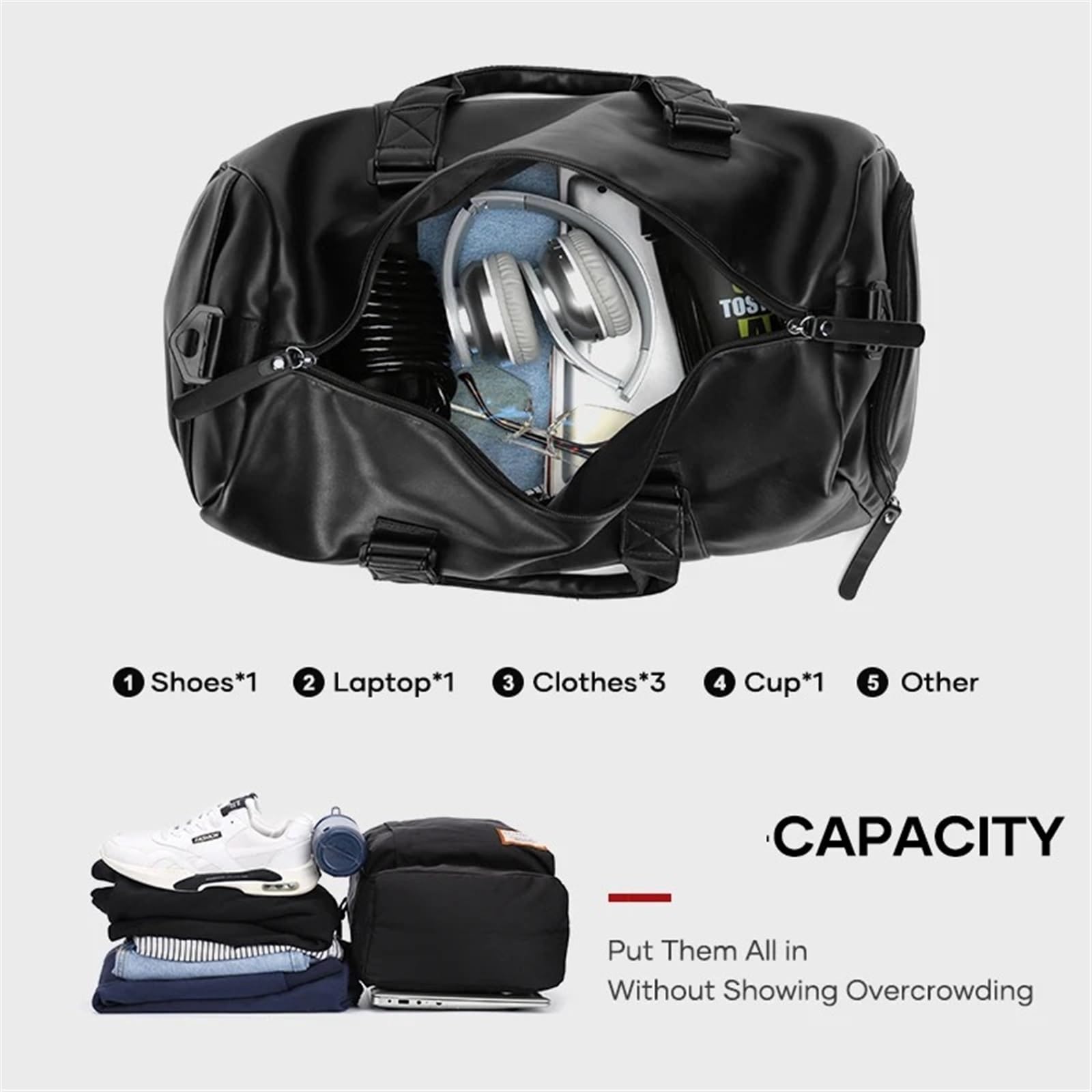 Reisetasche mit Schuhbeutel, Sport-/Turntasche, Wochenend-Übernachtungstasche, große Tragetasche, Tragetasche, Seesack for Männer oder Frauen