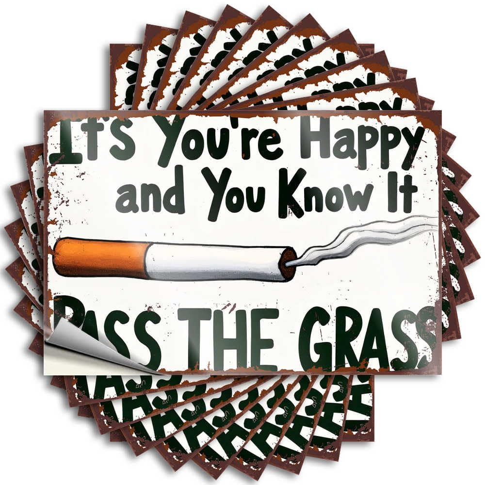 Backyard Bar Decor Bumper - Spring Double Case Pass The Grass: A Humorous Take On Smoking(8X12CM)