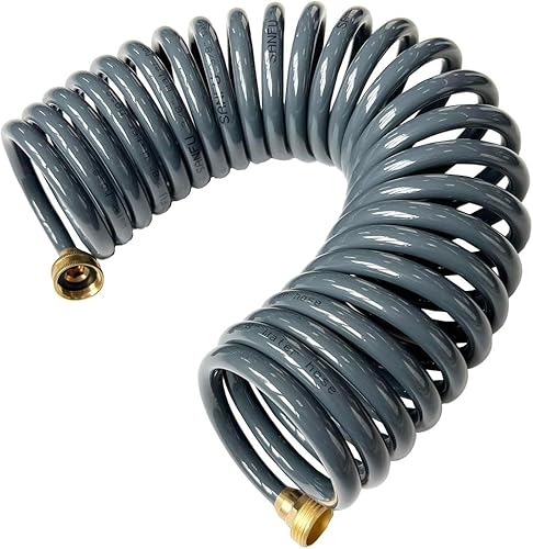 SANFU Manguera de agua de jardín con retroceso de poliuretano de 38 pulgadas de diámetro interior x 25 pies de alta calidad con accesorios de latón