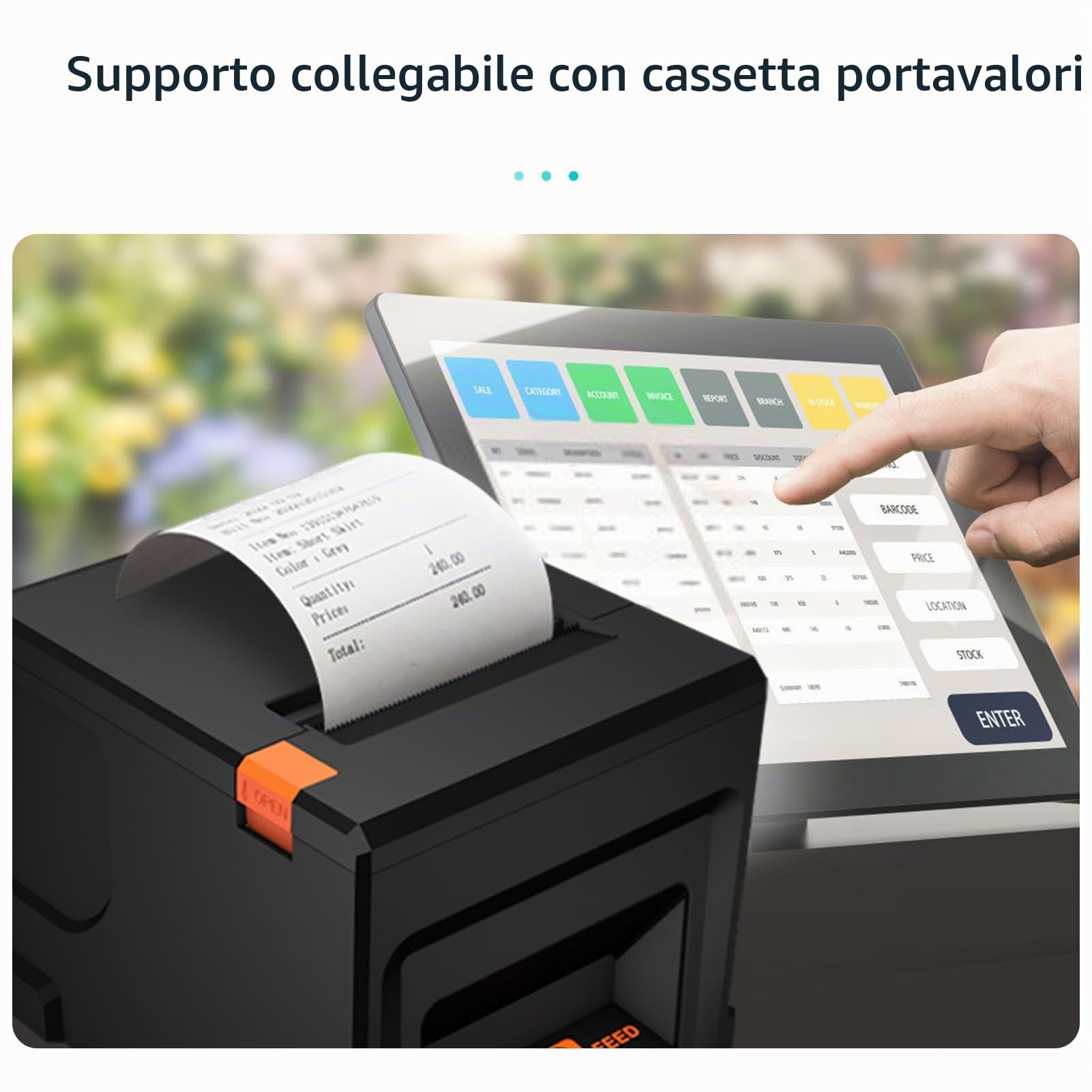 Tampante Termica per Scontrini, 80mm USB + BT Stampante per ricevute Stampante POS con taglierina automatica compatibile con supporto ESC/POS per spedizioni Affari Ristorante Supermercato