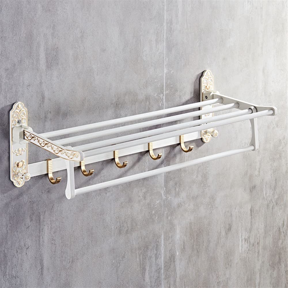 GLETSF Towel Rail Towel Racks,Bathroom Towel Rack Wall Mounted Towel Holder,Fold Bath Towel Rack,Active Bathroom Holder,Antique Double Towel Shelf Towel Rack/B/A -C-a
