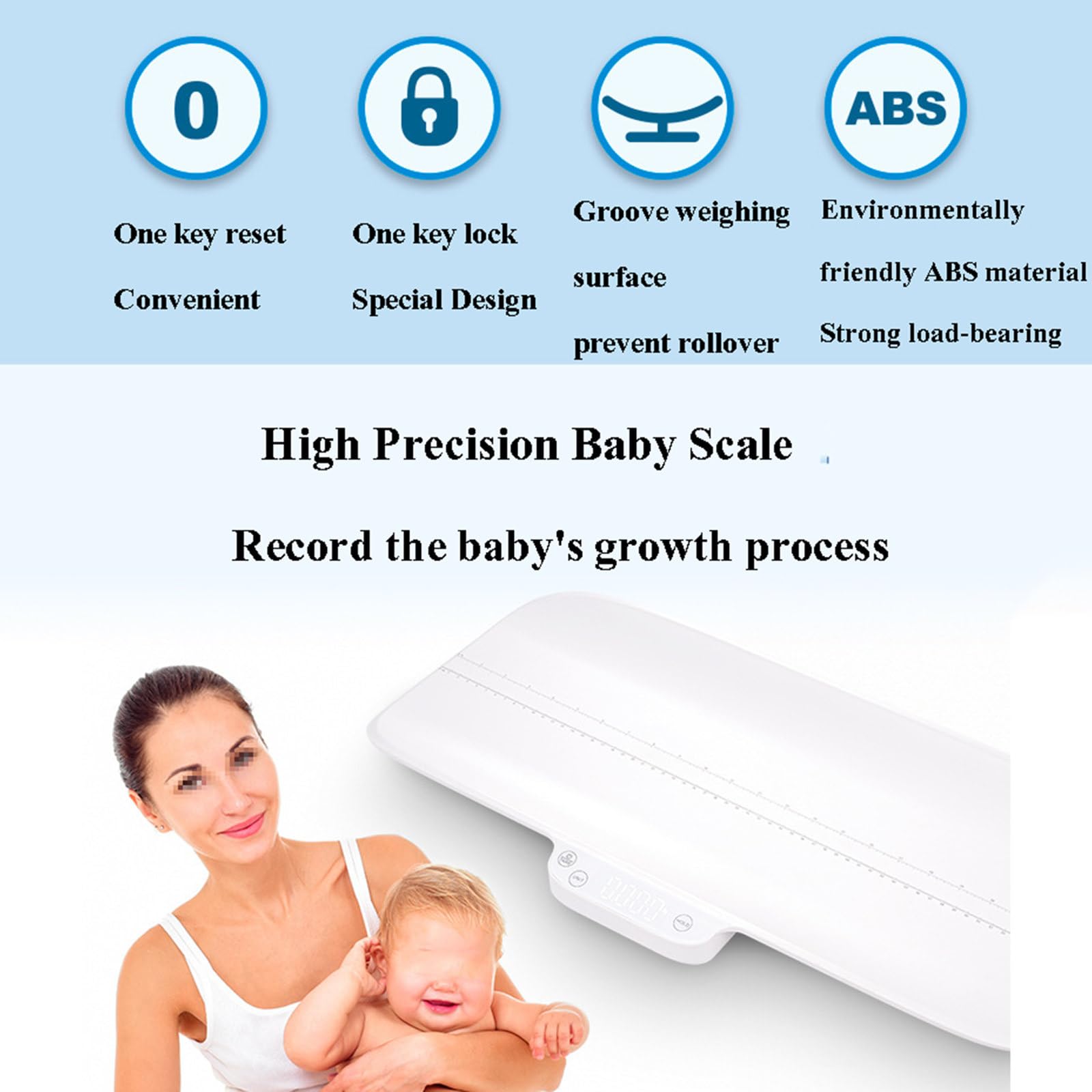 Báscula electrónica de peso para la salud del bebé, rango de 30Kg, báscula multifuncional ABS para mascotas pequeñas, longitud máxima de medición de 60CM