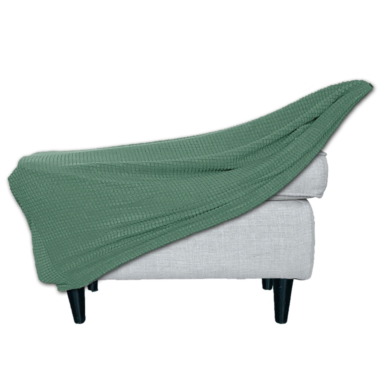 BBDIYCD Rectangle Footstool Cover, Stretch Ottoman Cover Washable, Removable Large Stretch Pouffe Cover Non Slip Foot Stool Jacquard Slipcovers With Elastic Bottom,Green,L