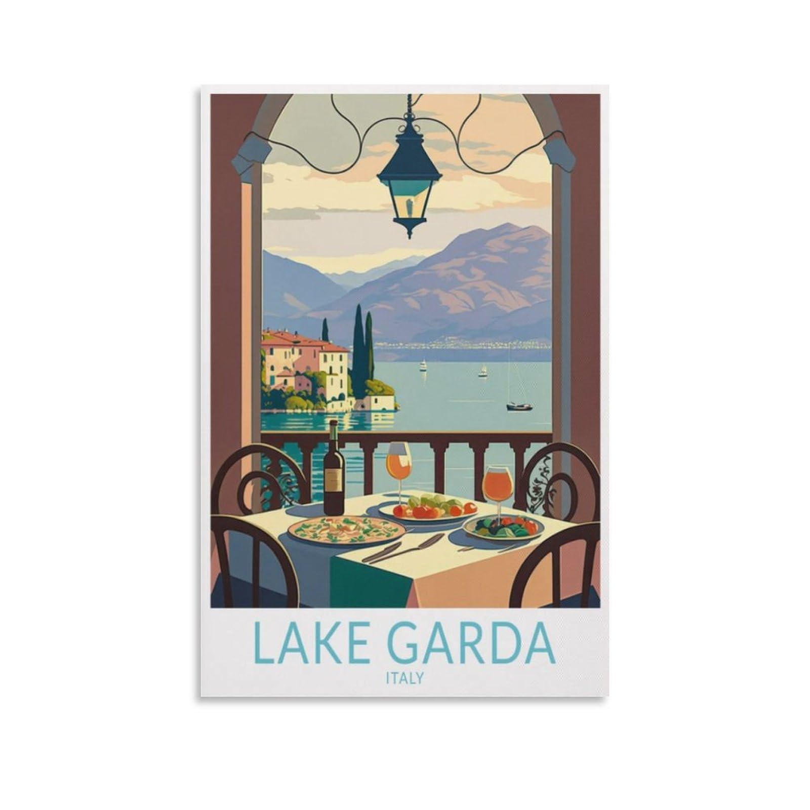 Lake Garda Italy Vintage Travel Posters Mountain 12x18inch(30x45cm) Wall Art Picture Print Canvas Art Poster Modern Family Bedroom Decor Posters