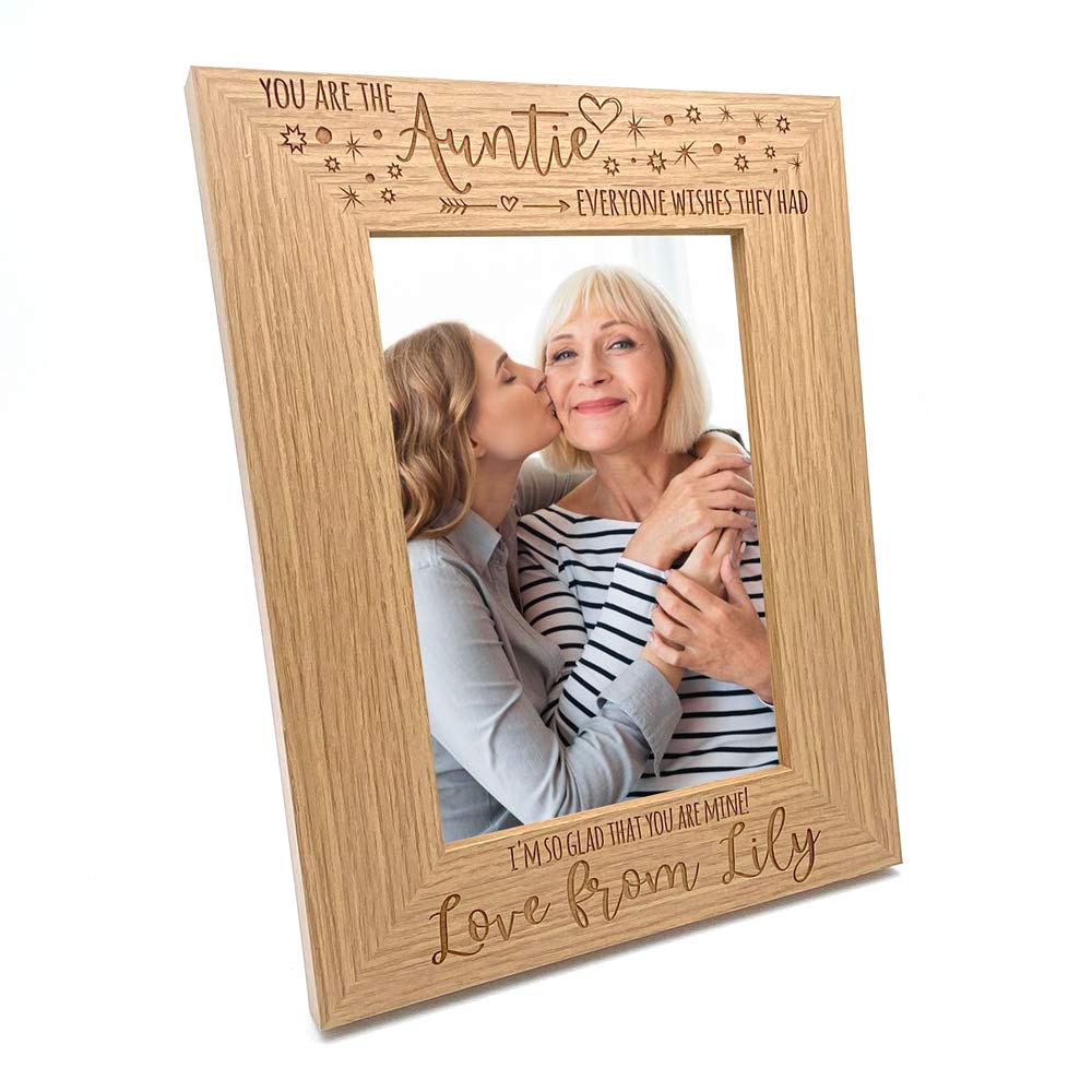 Ukgiftstoreonline Blue You Are The Auntie Photo Frame Gift Portrait Oak Wood Finish (8 X 10 Inch)