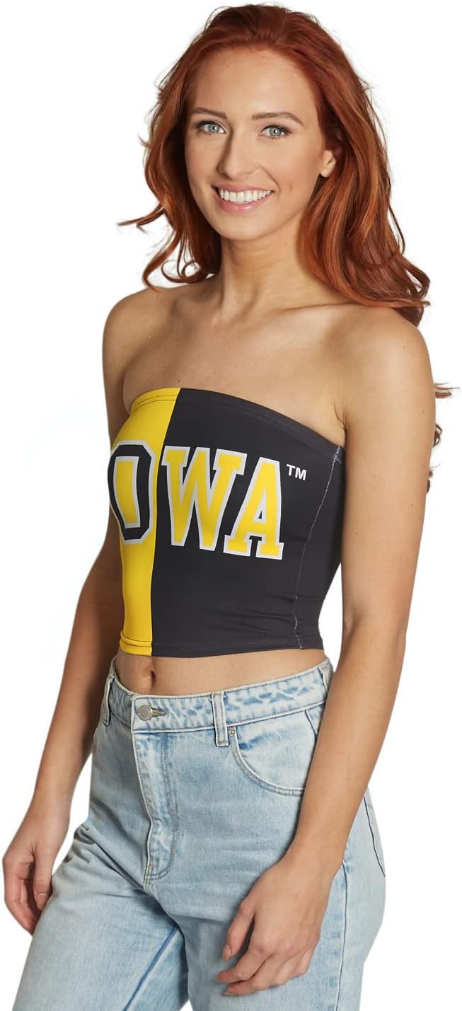 Lojobands Women's Tailgate Outfit College Two Tone Color Block Tube Top Made in USA One Size Fits Most