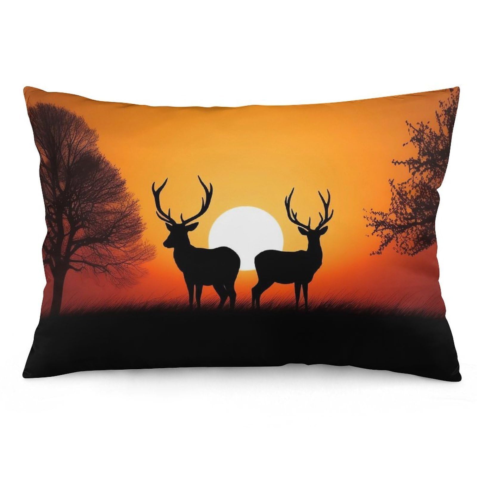 NTVOWPZO 2 Pack Decoration Throw Pillow Covers 12 "x20 Pillowcases Covers Nature Sunset Deer Pillowcases Modern Farmhouse Home Decor Sofa Cushions Covers for Couch Bed Living Room