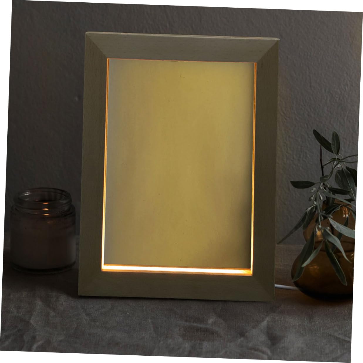 DECHOUS Marco de Fotos de Madera Maciza LED Luz Nocturna Cálida USB 170x130 Mm, Marco de Escritorio Iluminado 3d para Decoración y Exhibición de Imágenes Hogar, Pack 2 Unidades