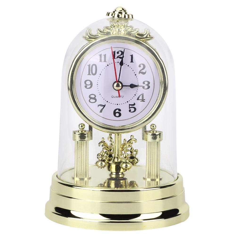 Carage Clocks, European Retro Living Room Clock Antique Silent Gold Table Clock Home Decor(Gold)