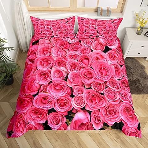 Homemissing Parure de Lit Rose 220x240cm Cover