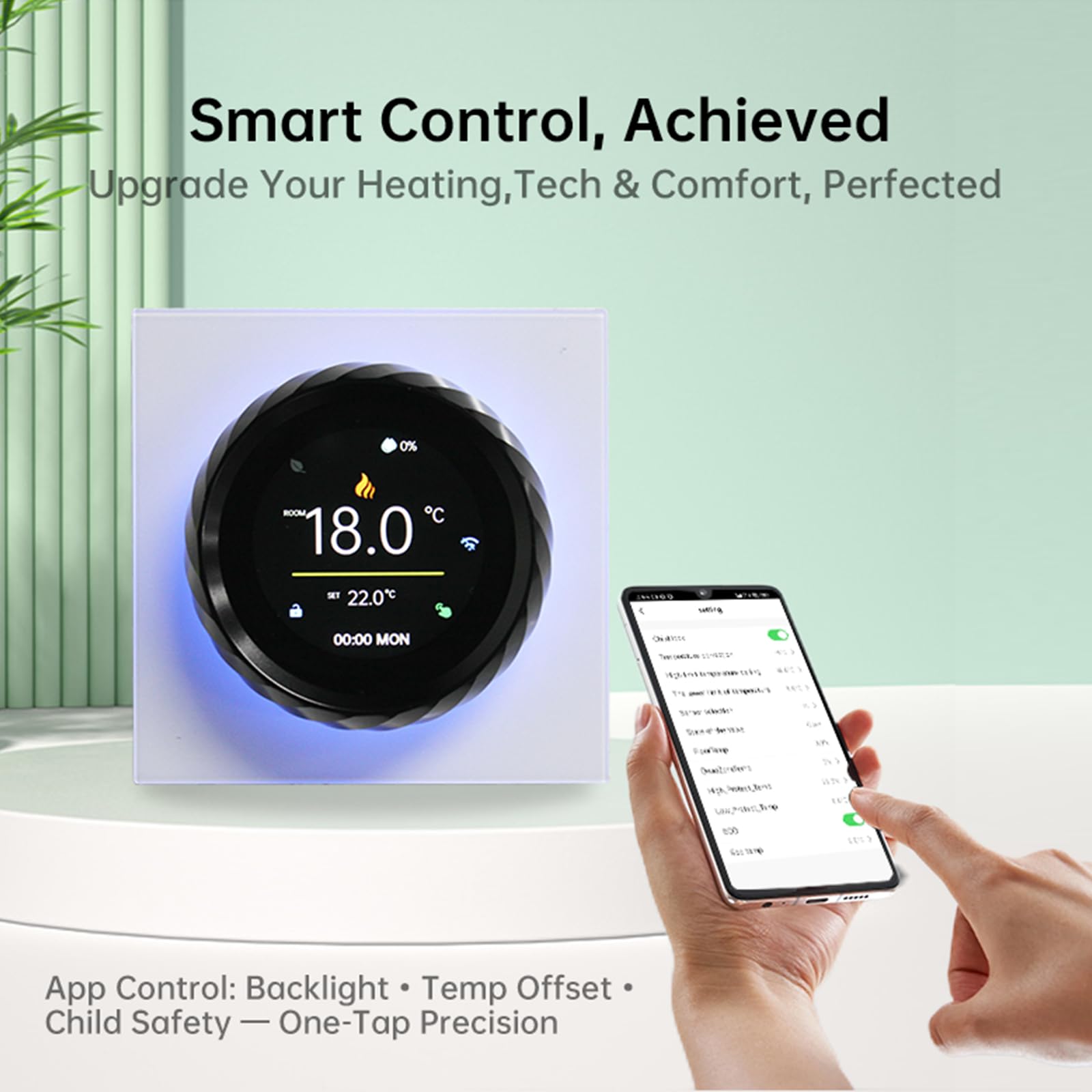 Smart‑Thermostat Farbbildschirm Drehknopf für Warmwasserheizung