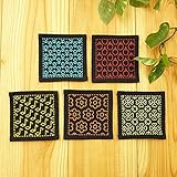 刺し子 一目刺しキット コースター 紺 5枚1組