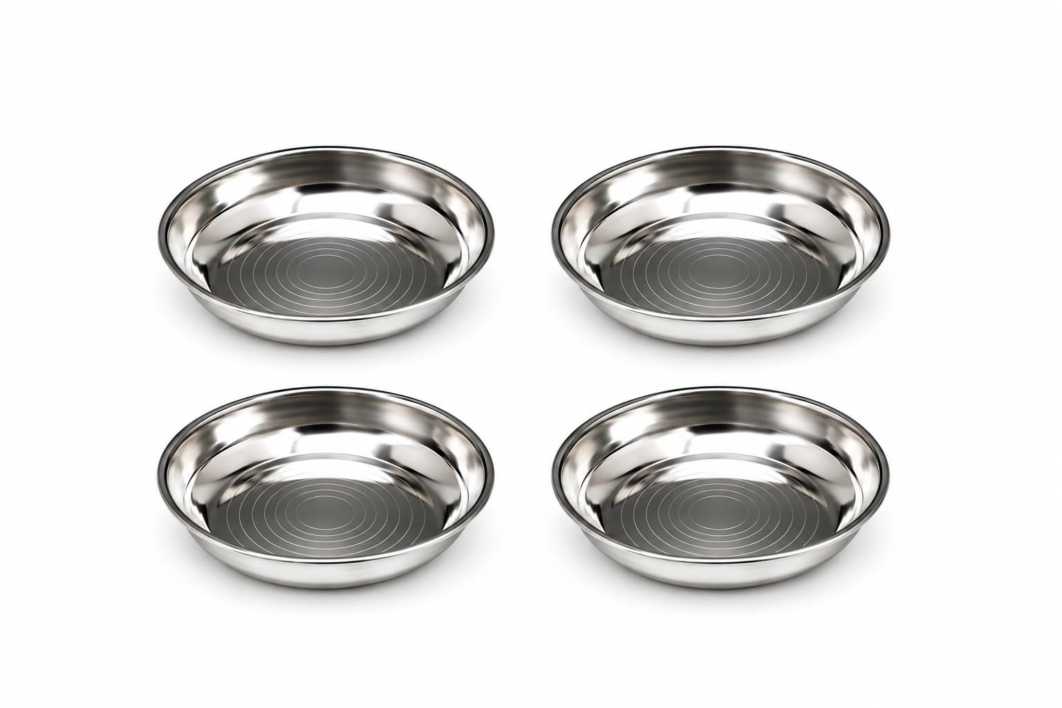 Stainless Steel Halwa Plates - Set of 4 -1