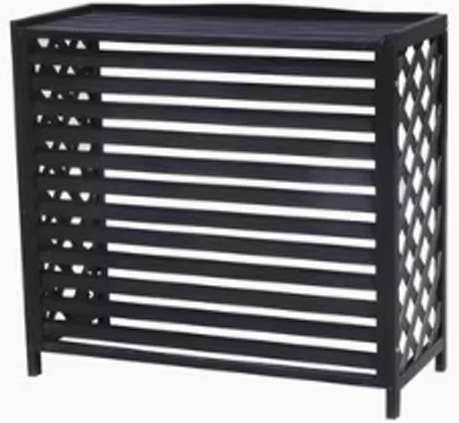 Air Conditioner Fence Screen Wood, Outdoor Privacy Screen Freestanding, Privacy Fence Screening, Patio Screen Privacy with Top Storage for Balcony, Backyard(Black,89x35x80cm)