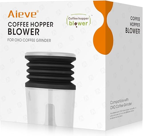 Aieve Fuelle de tolva de dosis única compatible con el molinillo de café de rebaba cónica OXO, soplador de tolva de café de silicona para molinillo