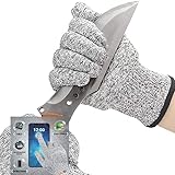 EzLife Guantes Anticorte Pantalla Táctil, Guantes Resistents a los Cores Nivel 5 EN 388 Antideslizantes Lavable Guantes de Trabajo de Seguridad para Cocina, Corte de Mandolina Guantes Ostras 1 Par-M