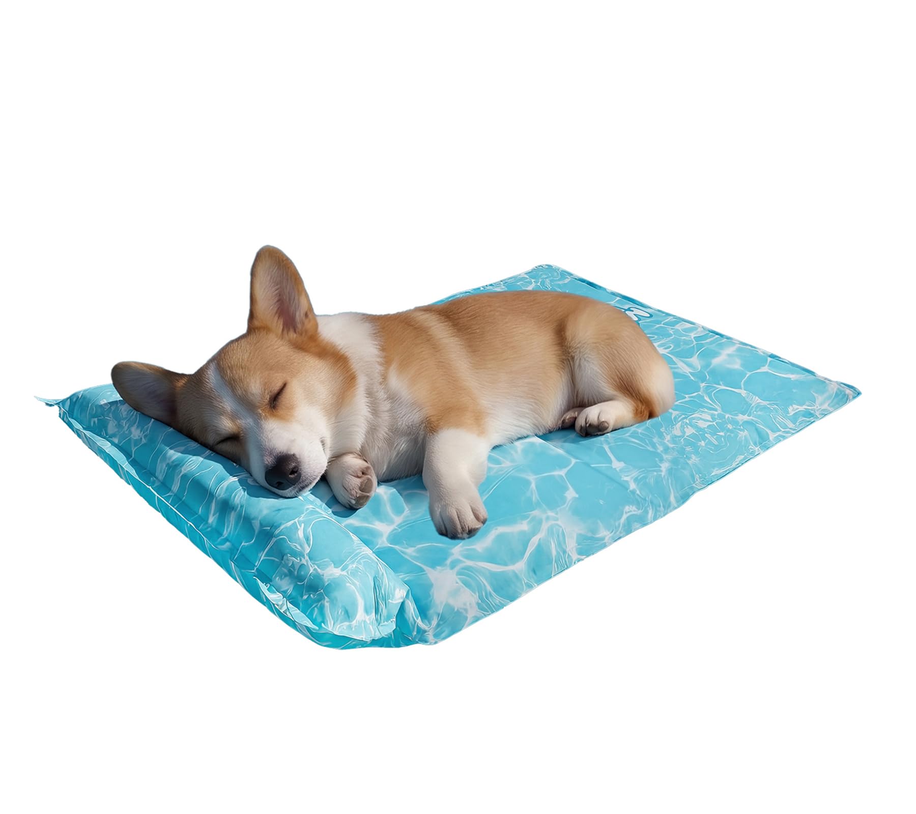 Pawtasy Cooling Mat for Large Dogs with Built-in Pillow, Self-Cooling Gel Mattress for Summer Heat L 90x50cm