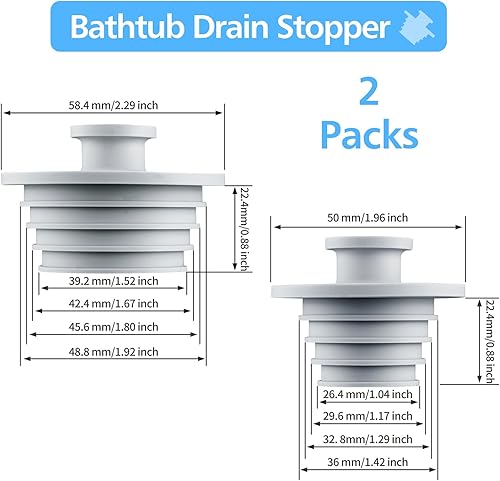 Miniatura 4 de Tapón universal para bañera, 2 unidades, tapón de fregadero, tapón de drenaje de ducha de baño, tapón de drenaje de bañera de silicona, tapón de