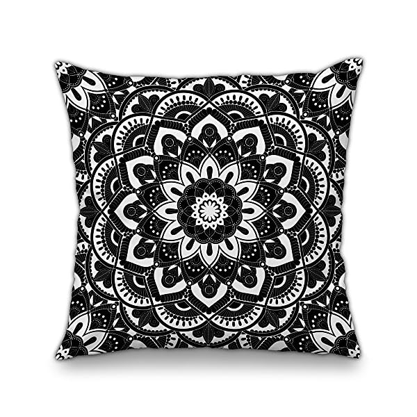 Moyun Mandala en Blanco y Negro Funda de Almohada Serie Funda de Cojín Decorativo Hippie Bohemio Psicodélico Floral… | DeHippies.com