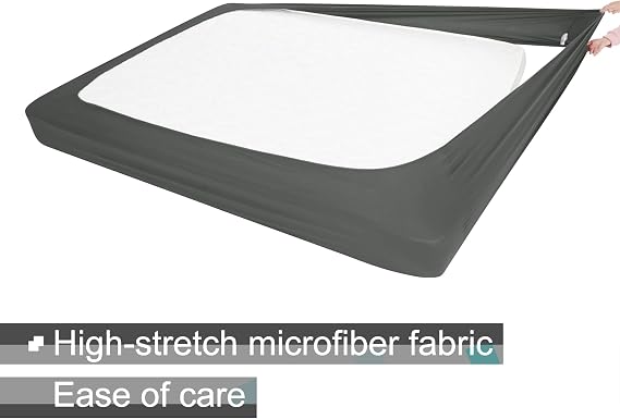 Box Spring Cover Queen Size - Jersey Knit & Stretchy Wrap Around 4 Sides, Alternative for Bed Skirt - Queen/Cal Queen, Gray