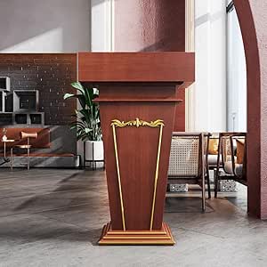 MOOFI Wooden Podium Stand With Wheels & Storage – Lectern For Church, Classroom, Presentations, Brown/Grey