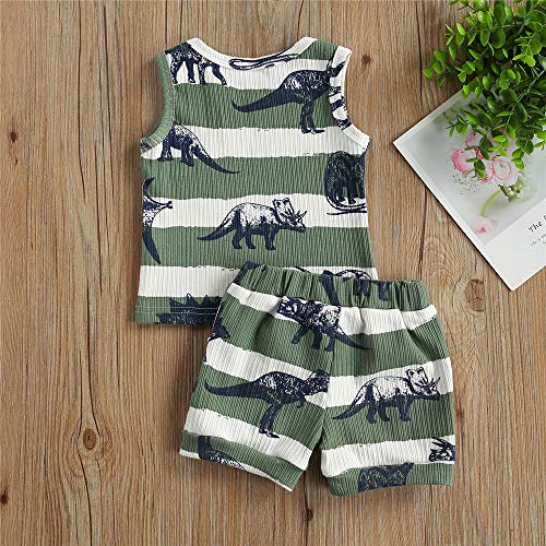 Image of 2Pcs Baby Boys Summer Clothing Sets Cute Letters Print Sleeveless Tank Tops T-Shirt+Palm Shorts Outfits