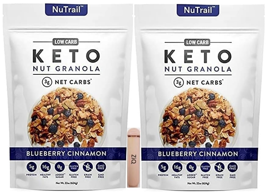 NuTrail Keto - Granola de nueces, arándanos y canela, paquete de 2 (22 onzas cada uno, 44 onzas en total)  Bajo en carbohidratos, sin granos, sin