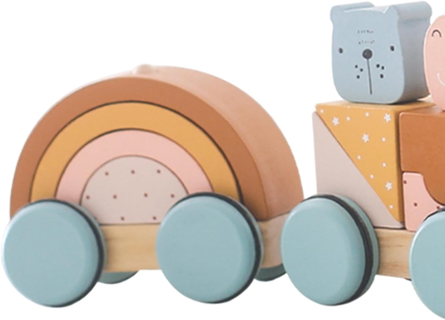 Wooden Pull Along Toy Handmade Push and Pull Animal Toy Wooden Walking Toy Fine Motor Skill Developmental Preschool Learning, Building Block Train
